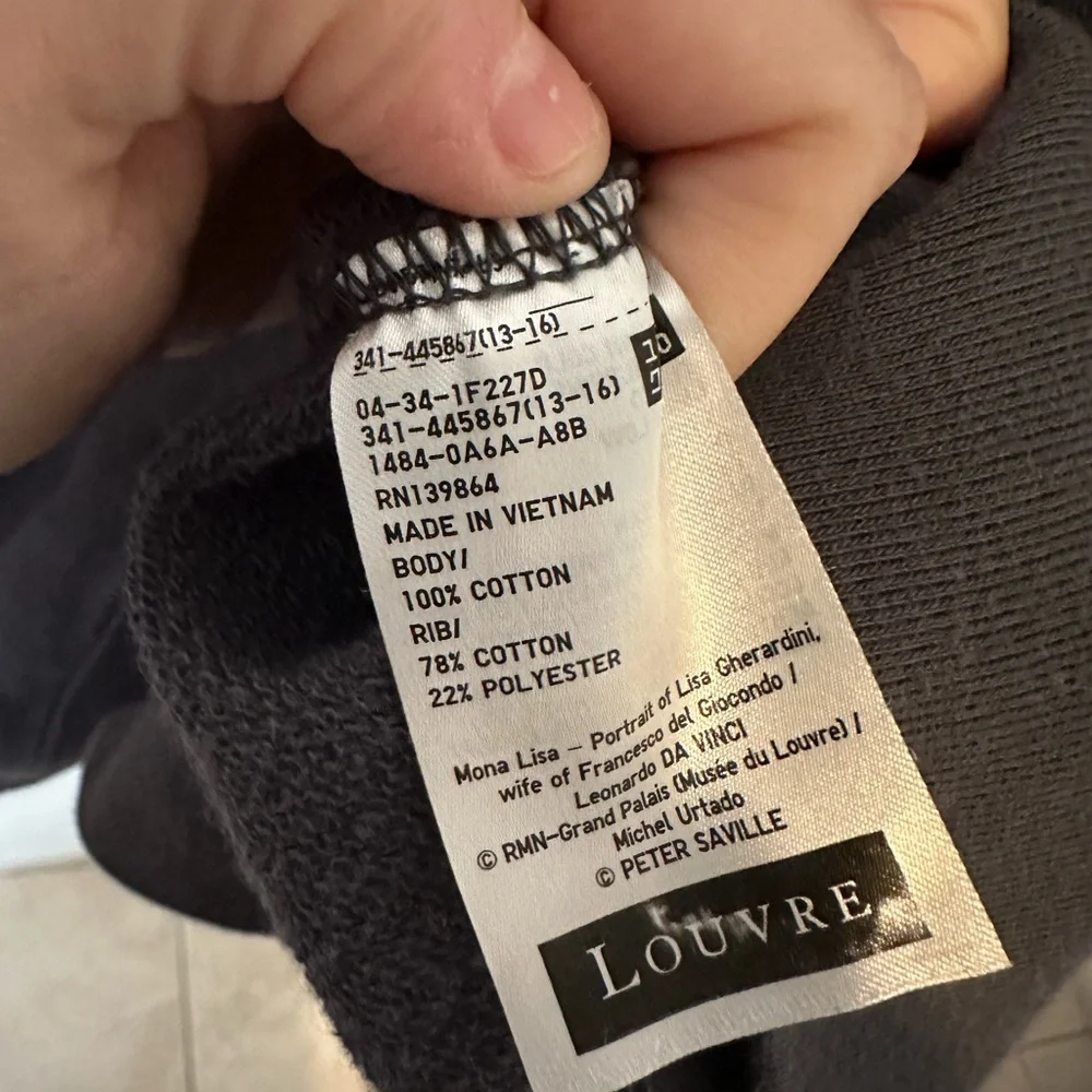 UNIQLO Men’s Sweatshirt Size Large Peter Saville Musée Du Louvre Museum Grey - Picture 5 of 5